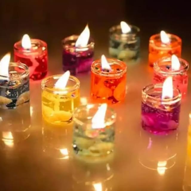 Pack of 5 home decoration seashell jel glass candles