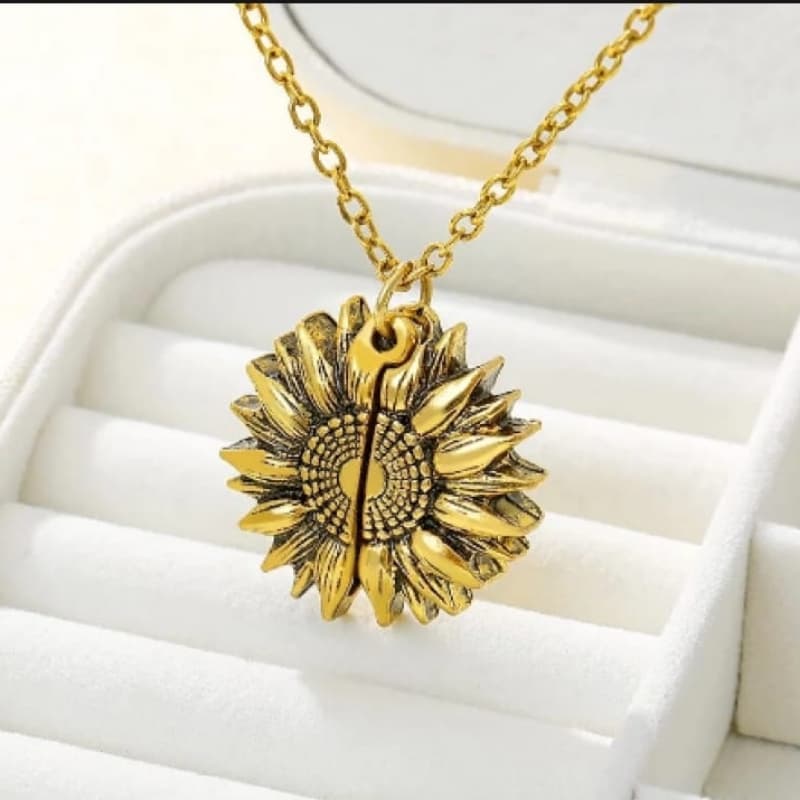 Sunflower gold color necklace you are my sunshine open locket