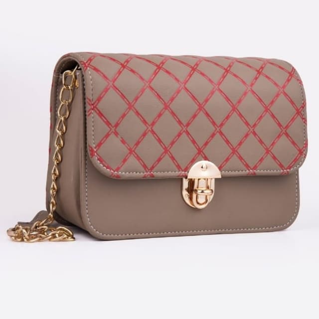 Brown structured sling bag for women's