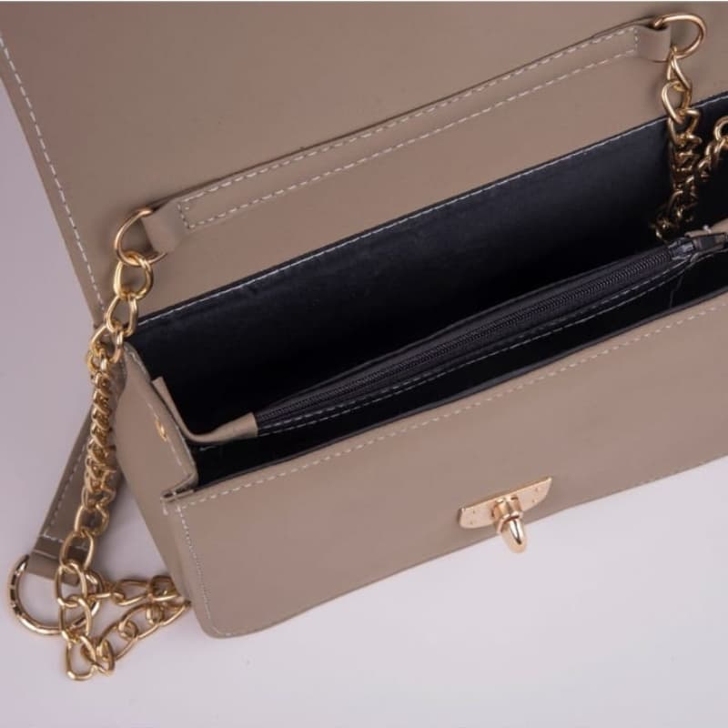 Brown structured sling bag for women's