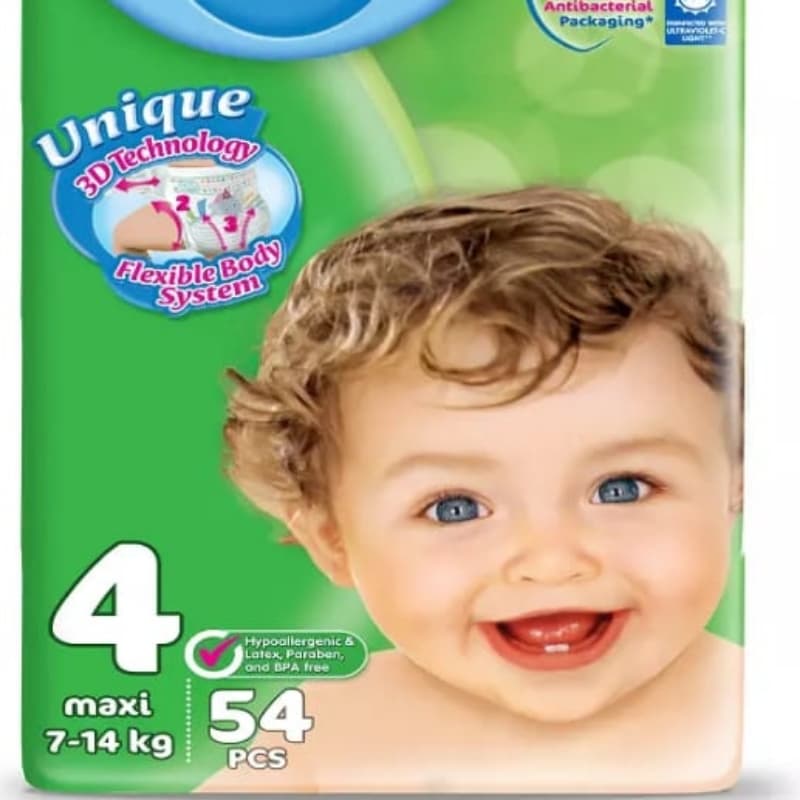 Molfix diaper size 4 ,Maxi , 7_14kg   54pcs jumbo package