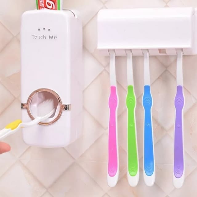 Automatic toothpaste dispenser with wall mount toothpaste holder