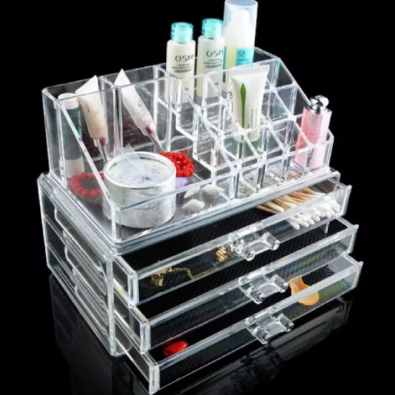Acrylic 3 drawers 12 trapezoid lipstick makeup display stand cosmetic organ