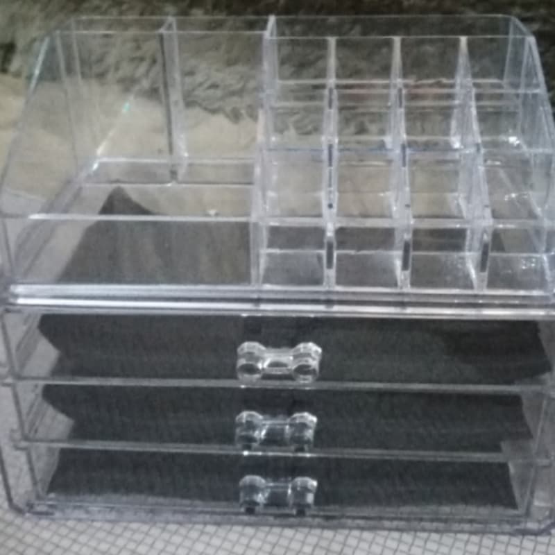 Acrylic 3 drawers 12 trapezoid lipstick makeup display stand cosmetic organ