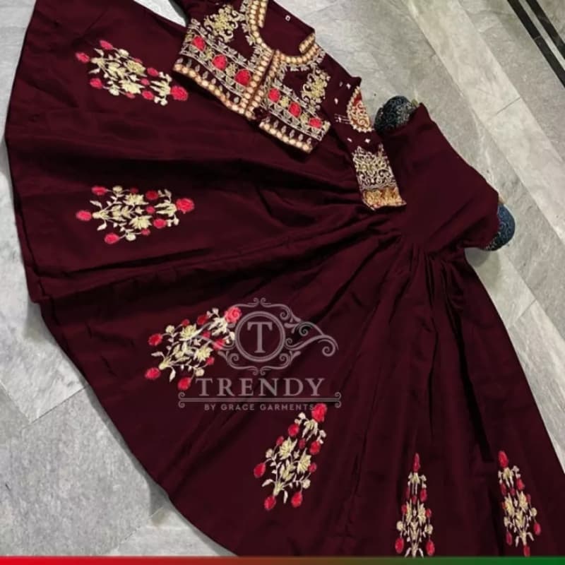 Women embroided koti with frock