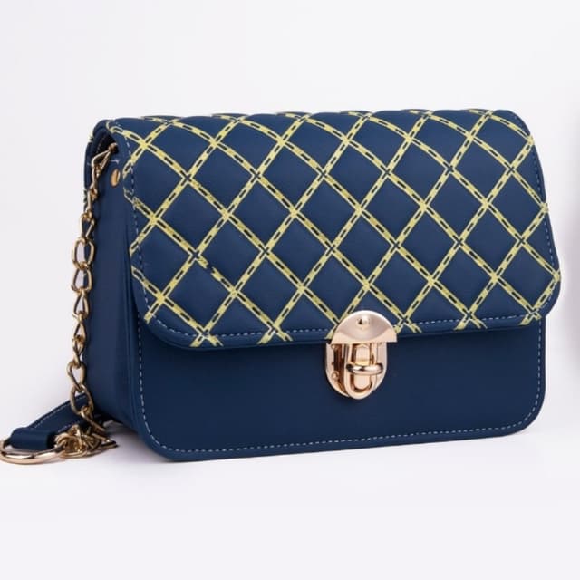 Blue stretched sling bag for women
